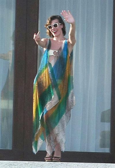 Milla Jovovich in a bikini