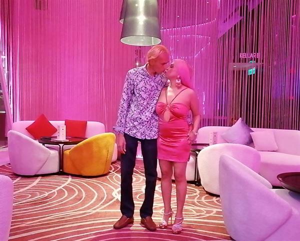 Celebrity Pink babe with pornstar Frank Edwin in a movie  Pink Strip Dance Night 