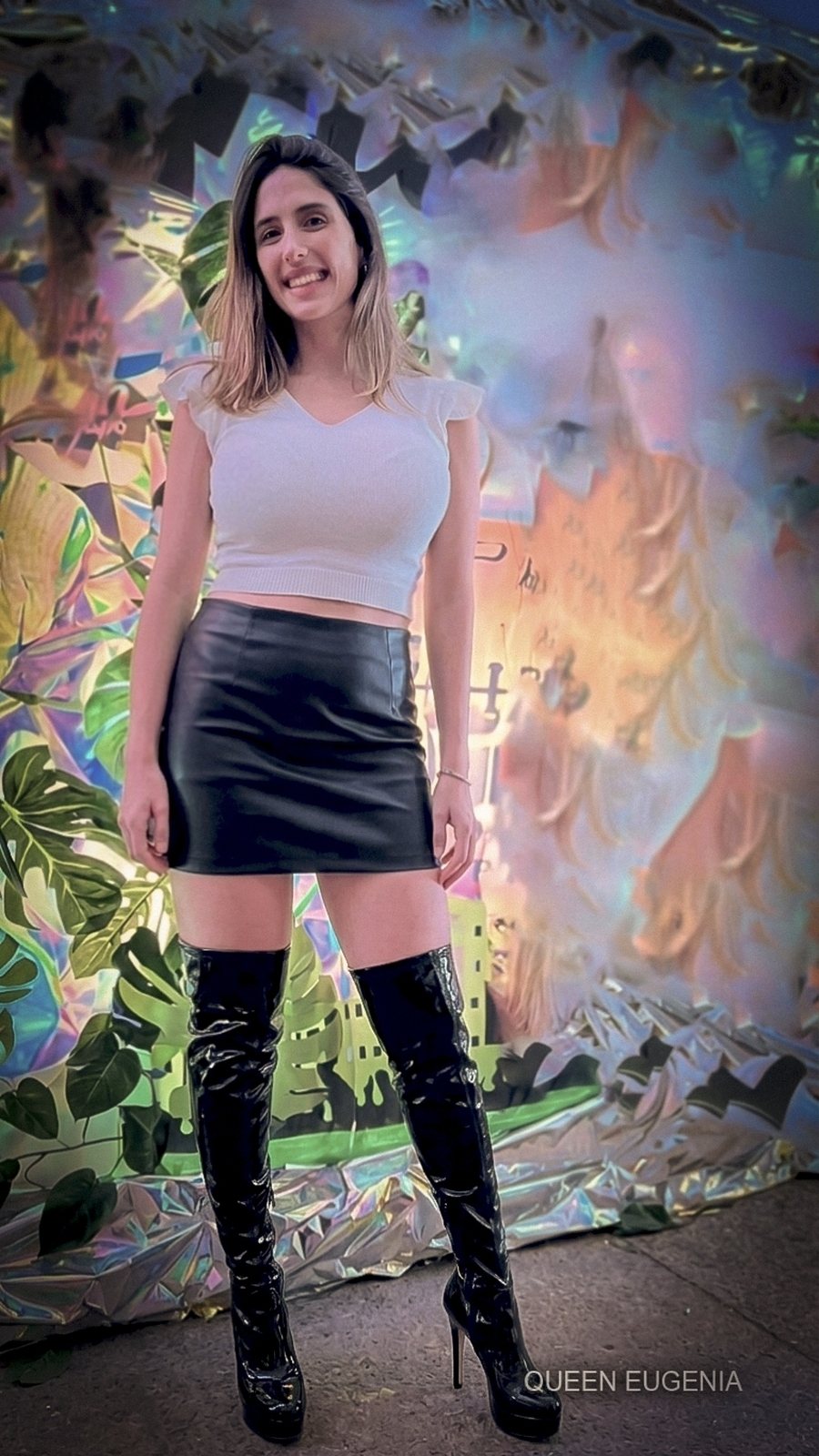 Famous pornstar Queen Eugenia shows off incredible high boots.