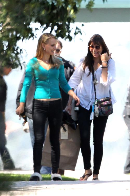 Natalie Portman on the set of a Terrence Malick film in Austin 10/19/12 